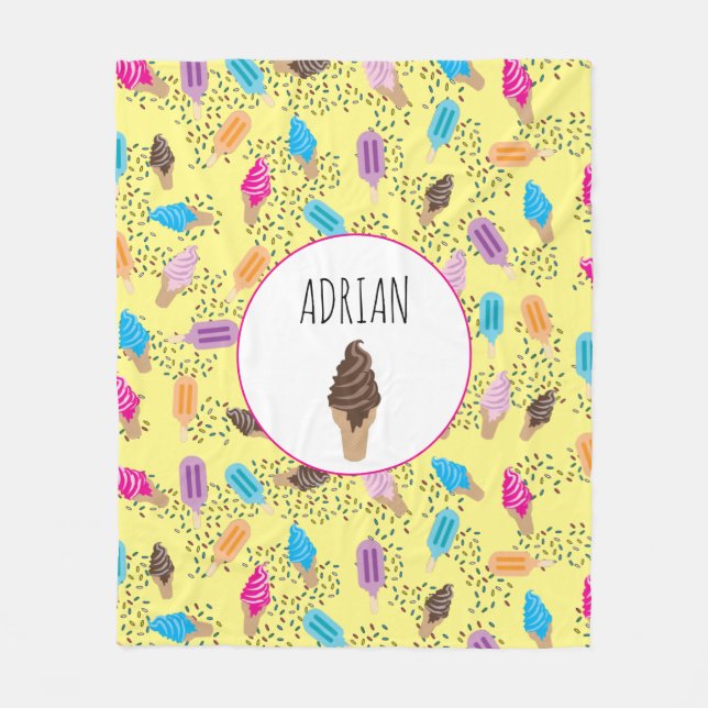 Colourful Summer Ice Cream Ice Pops Pattern Fleece Blanket (Front)
