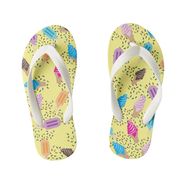 Colourful Summer Ice Cream Ice Pops Pattern Kid's Jandals (Footbed)