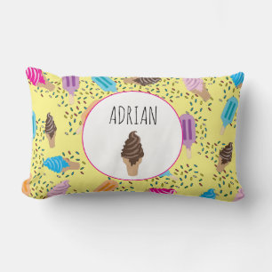Colourful Summer Ice Cream Ice Pops Pattern Lumbar Cushion