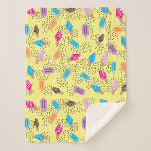 Colourful Summer Ice Cream Ice Pops Pattern Sherpa Blanket