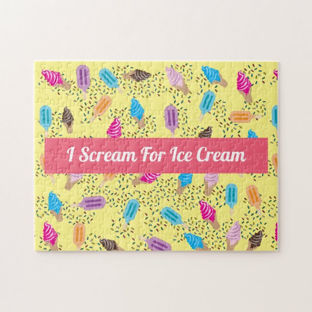 Colourful Summer Ice Cream Pattern Jigsaw Puzzle (Horizontal)