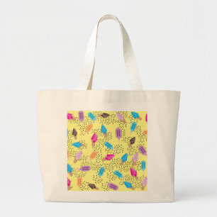 Colourful Summer Ice Cream Pattern Large Tote Bag