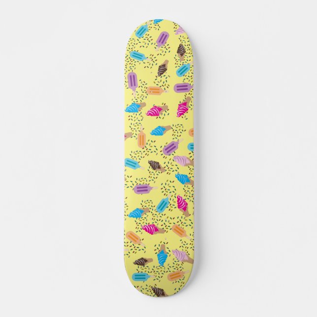 Colourful Summer Ice Cream Pattern Skateboard (Front)