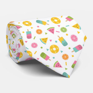 Colourful summer ice-cream pattern tie