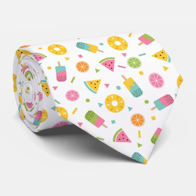 Colourful summer ice-cream pattern tie (Rolled)