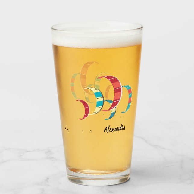 Colourful Summer Kite Surfing Glass (Front Filled)