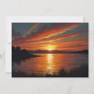 Colourful Summer Lake Sunset Sunrise Reflections Holiday Card