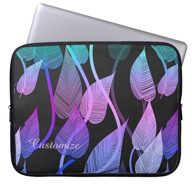 Colourful Summer Leaves Pattern Laptop Sleeve (Front)