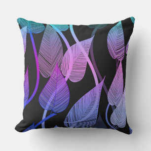 Colourful Summer Leaves Pattern Throw Pillow