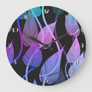 Colourful Summer Leaves Pattern Wall Clock