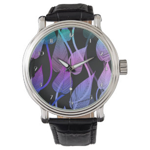 Colourful Summer Leaves Pattern Wrist Watch