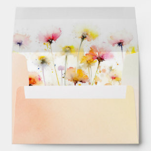 Colourful Summer Meadow Wildflowers Boho Wedding Envelope