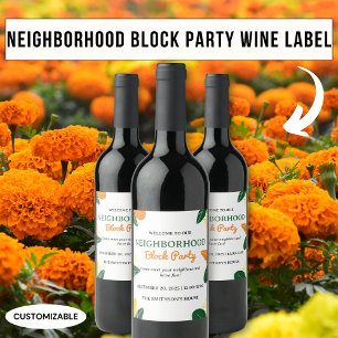 Colourful Summer Neighbourhood Block Party Wine Label