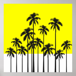 Colourful Summer Neon Yellow & Tropical Palm Trees Poster