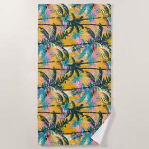 Colourful Summer Palm Tree Pattern Beach Towel