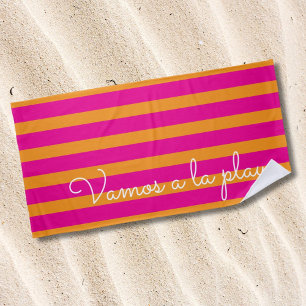 Colourful Summer Pink Orange Text Beach Towel
