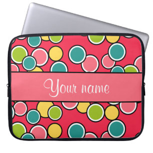 Colourful Summer Polka Dots Personalised Laptop Sleeve