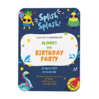 Colourful Summer Pool Birthday Party Invitation  