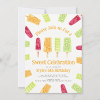 Colourful Summer Popsicle Party Invitations