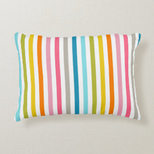 Colourful Summer Rainbow Stripes Decorative Cushion