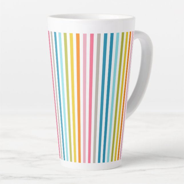 Colourful Summer Rainbow Stripes Latte Mug (Right Angle)