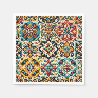 Colourful Summer Red, Yellow and Blue Fiesta Napkin
