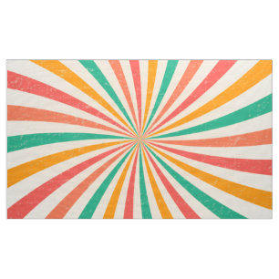 Colourful summer retro sunburst fabric