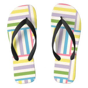 Colourful summer striped blocks pattern jandals