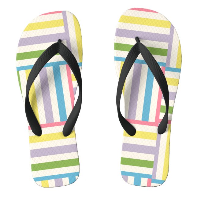 Colourful summer striped blocks pattern jandals (Footbed)