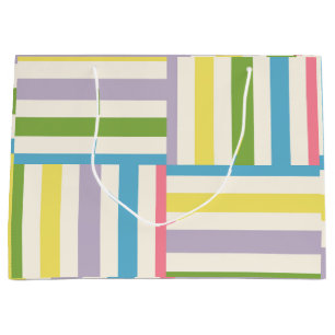 Colourful summer striped blocks pattern large gift bag