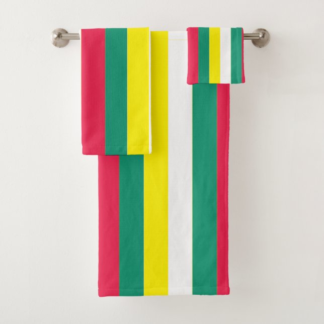 Colourful Summer Stripes Pattern Bath Towel Set (Insitu)