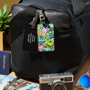 Colourful Summer Succulent Botanical Garden Luggage Tag