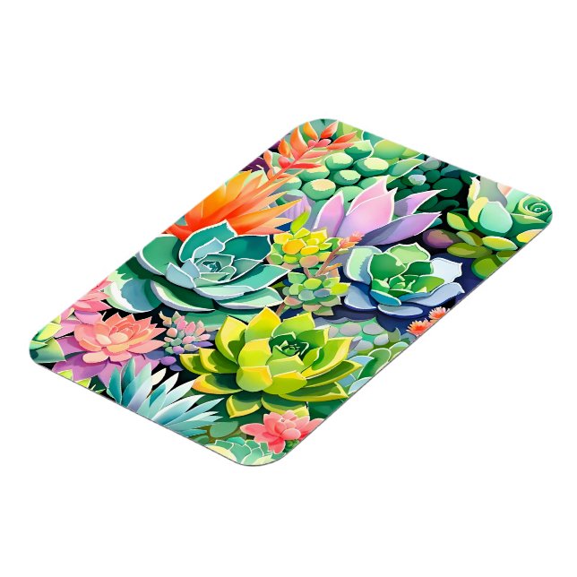 Colourful Summer Succulent Botanical Garden Magnet (Left Side)