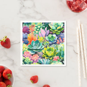 Colourful Summer Succulent Botanical Garden Napkin