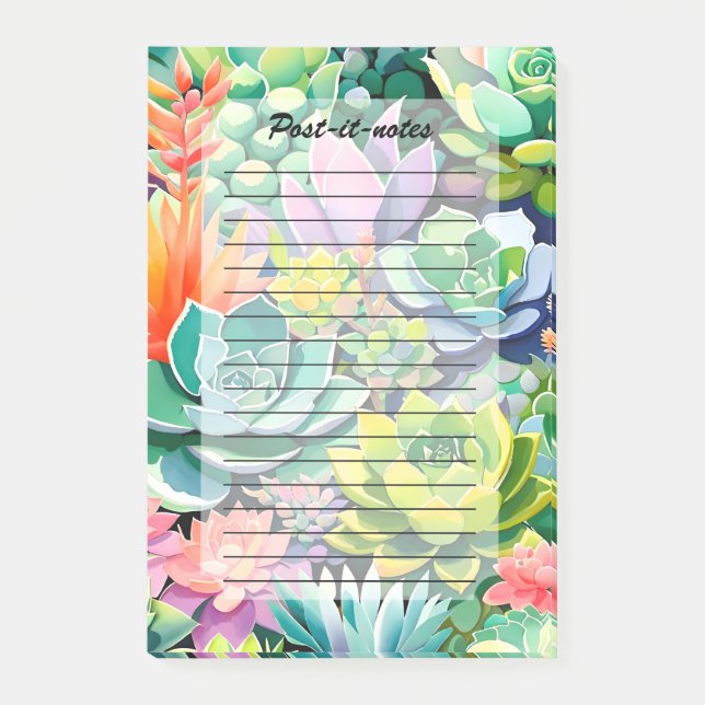Colourful Summer Succulent Botanical Garden Post-it Notes (Front)