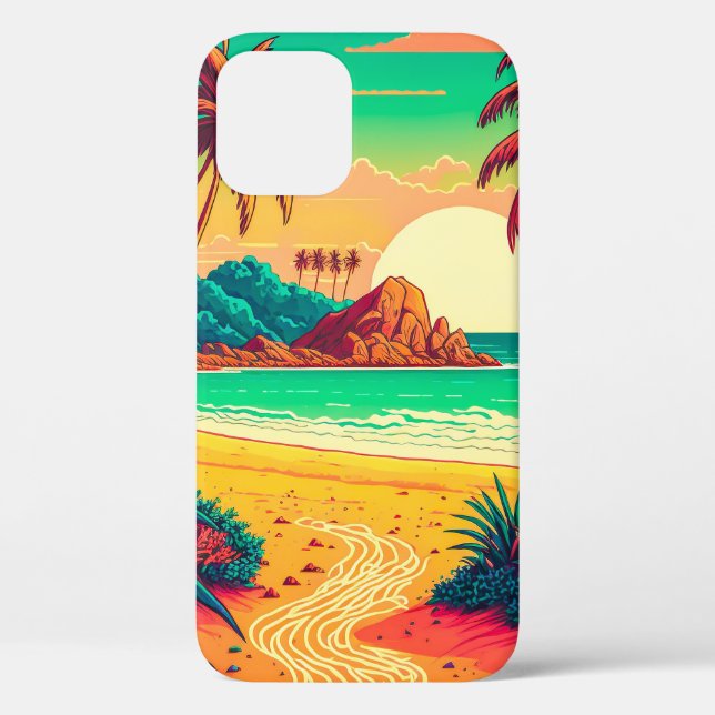 Colourful Summer Tropical Beach Landscape Artwork  Case-Mate iPhone Case (Back)