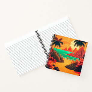 Colourful Summer Tropical Beach Landscape Artwork  Notebook