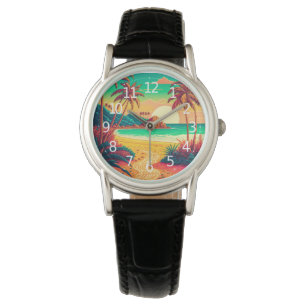 Colourful Summer Tropical Beach Landscape Artwork  Watch