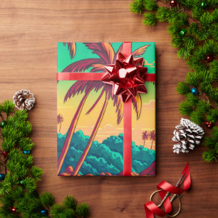 Colourful Summer Tropical Beach Landscape Artwork  Wrapping Paper