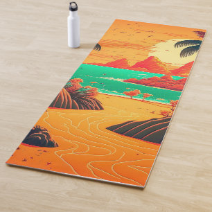 Colourful Summer Tropical Beach Landscape Artwork  Yoga Mat