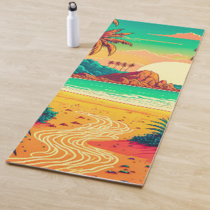 Colourful Summer Tropical Beach Landscape Artwork  Yoga Mat