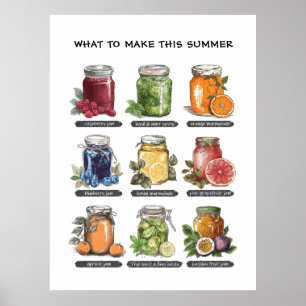 Colourful Summer Watercolor Mason Jar Food Poster