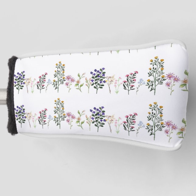 Colourful Summer Wildflower Pattern Golf Head Cover (Front)