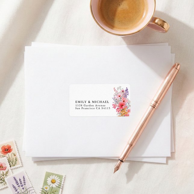 Colourful Summer Wildflower Wedding Return Address Label (Creator Uploaded)
