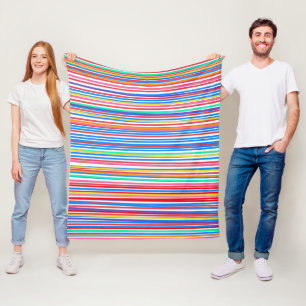 Colourful Summertime Stripes Pattern Fleece Blanket