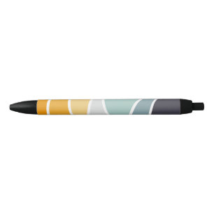 Colourful summery retro style waves black ink pen