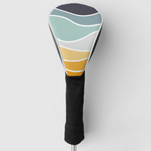 Colourful summery retro style waves golf head cover
