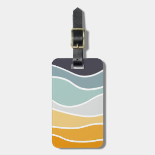 Colourful summery retro style waves luggage tag