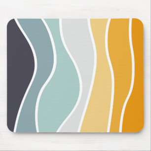 Colourful summery retro style waves mouse pad