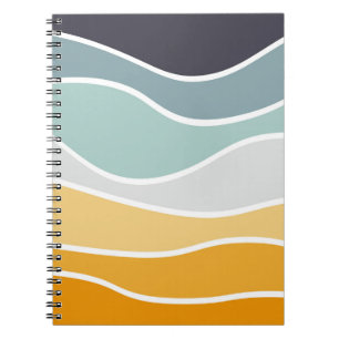 Colourful summery retro style waves notebook